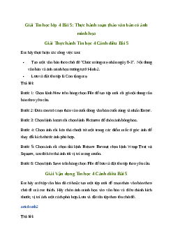 Giải Tin học lớp 4 Bài 5: Thực hành soạn thảo văn bản có ảnh minh họa Cánh diều