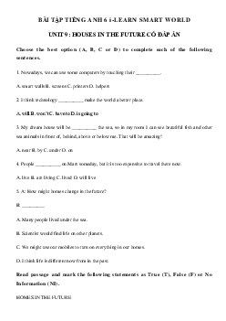 Bài tập tiếng Anh lớp 6 Unit 9 Houses in the future số 1 - Smart World