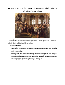 Lịch sử 10 bài 33: Hoàn thành cách mạng tư sản ở châu Âu và Mĩ giữa thế kỉ XIX