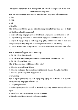 Bài tập trắc nghiệm Lịch sử 9: Những thành tựu chủ yếu và ý nghĩa lịch sử của cách mạng khoa học - kỹ thuật