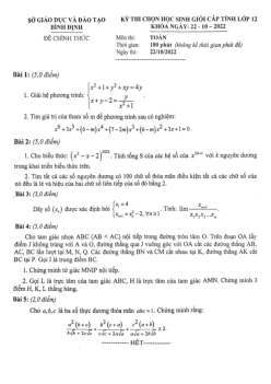 Đề học sinh giỏi Toán 12 cấp tỉnh năm 2022 – 2023 sở GD&ĐT Bình Định