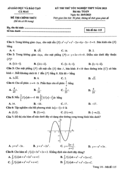 Đề thi thử THPT Quốc gia năm 2023 môn Toán Sở GD&ĐT Cà Mau (có đáp án)
