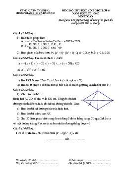 Đề giao lưu HSG Toán 6 năm 2022 – 2023 phòng GD&ĐT Thanh Hà – Hải Dương