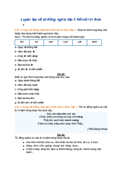 Giải SGK Tiếng Việt 5 trang 58 Bài 11: Luyện tập về từ đồng nghĩa - Kết nối tri thức (Tập 1)