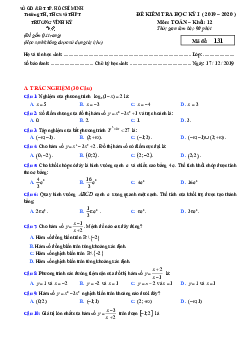 Đề thi học kì 1 Toán 12 năm 2019 – 2020 trường Trương Vĩnh Ký – TP HCM
