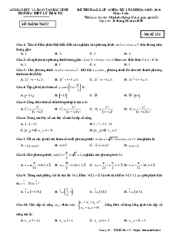 Đề thi KSCL Toán 11 HK1 năm 2018 – 2019 trường Lý Thái Tổ – Bắc Ninh
