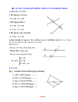 Bài tập hình học toán 7 các góc tạo một đường thẳng cắt hai đường thẳng (có lời giải)