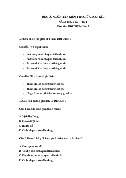 Đề cương ôn tập giữa học kì 2 môn Hoạt động trải nghiệm hướng nghiệp 7 sách Cánh diều