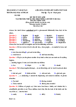 Đề thi tuyển sinh vào trường trung học phổ thông chuyên năm 2015 trường Đại Học Sư Phạm Hà Nội