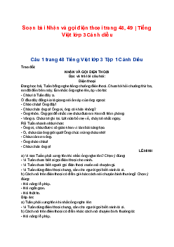 Soạn bài Nhận và gọi điện thoại trang 48, 49 | Tiếng Việt lớp 3 Cánh diều