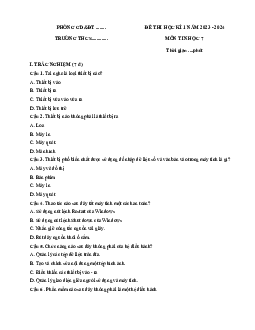 Đề thi học kì 1 môn Tin học 7 năm 2023 - 2024 sách Kết nối tri thức với cuộc sống - Đề 2