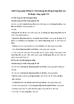 Giải Công nghệ 10 Bài 4: Thị trường lao động trong lĩnh vực kĩ thuật, công nghệ CD