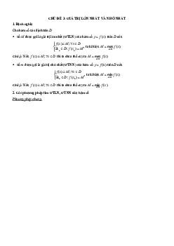 Chuyên đề trắc nghiệm giá trị lớn nhất và nhỏ nhất của hàm số Toán 12
