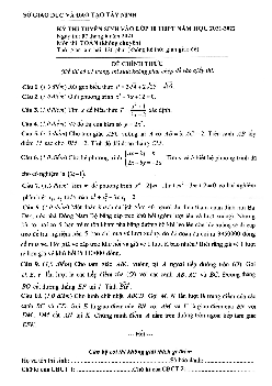 Đề tuyển sinh lớp 10 môn Toán (không chuyên) năm 2021 – 2022 sở GD&ĐT Tây Ninh