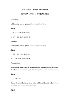 Tiếng Anh 8 Review Units 1 - 3 trang 52 53