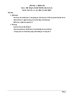 Chuyên đề thu thập số liệu thống kê, tần số, bảng tần số các giá trị của dấu hiệu