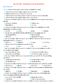 TOP 430 câu trắc nghiệm địa lí nghành kinh tế (có đáp án và lời giải)