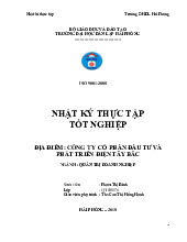 Nhật ký thực tập tại Công ty cổ phần đầu tư và phát triển điện Tây Bắc | Đại học Hải Phòng