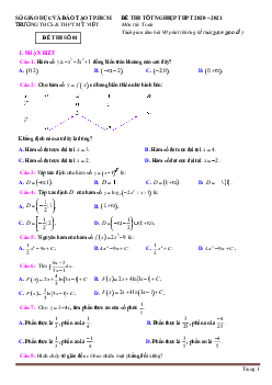 Đề thi thử tốt nghiệp THPT 2021 môn Toán Trường Mỹ Việt -Đề 1(có lời giải chi tiết)