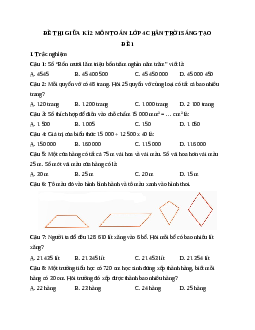 Đề thi giữa học kì 2 lớp 4 môn Toán Chân trời sáng tạo - Đề số 1