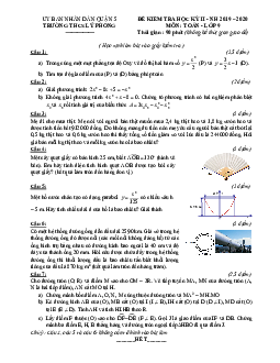 Đề thi học kì 2 Toán 9 năm 2019 – 2020 trường THCS Lý Phong – TP HCM