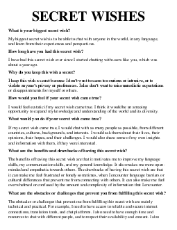 Secret Wishes | Listening and Speaking B2 | Đại học Khoa học Xã hội và Nhân văn, Đại học Quốc gia Thành phố HCM