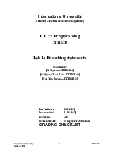 Lab 1: Branching statements | Bài báo cáo học phần C/C++ Programming | Trường Đại học Quốc tế, Đại học Quốc gia Thành phố Hồ Chí Minh