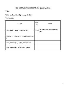Vở bài tập Toán lớp 4 Bài 67: Ôn tập số tự nhiên Kết nối tri thức
