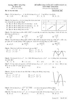 Đề giữa kỳ 1 Toán 12 năm 2023 – 2024 trường THPT Trần Phú – Phú Yên
