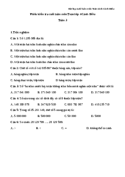 Phiếu bài tập cuối tuần lớp 4 môn Toán nâng cao Tuần 3 Cánh Diều