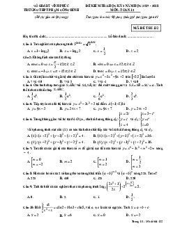 Đề kiểm tra HK2 Toán 12 năm 2017 – 2018 trường Phạm Công Bình – Vĩnh Phúc