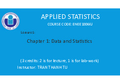 Data and Statistics | Bài giảng số 1 chương 1 học phần Applied statistics | Trường Đại học Quốc tế, Đại học Quốc gia Thành phố Hồ Chí Minh