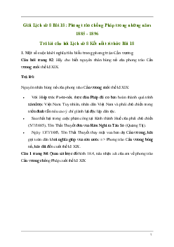 Giải Lịch sử 8 Bài 18: Phong trào chống Pháp trong những năm 1885 - 1896 | Kết nối tri thức