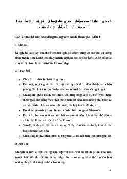 Văn mẫu Lập dàn ý thuật lại một hoạt động trải nghiệm em đã tham gia và chia sẻ suy nghĩ, cảm xúc của em | Kết nối tri thức