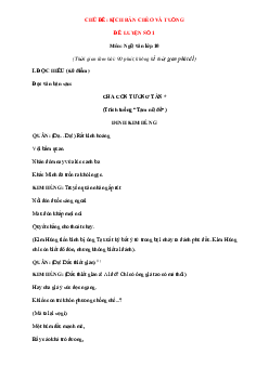 Bộ đề luyện đọc hiểu viết ngữ văn 10 phần chèo và tuồng (Có đáp án)