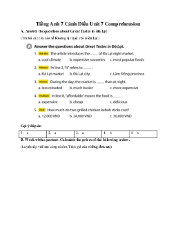 Tiếng Anh 7 Cánh Diều Unit 7 Comprehension