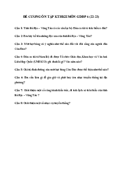 Đề cương ôn tập học kì 2 môn Giáo dục địa phương lớp 6