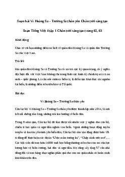 Soạn bài Đọc: Vì Hoàng Sa - Trường Sa thân yêu - Tiếng Việt 4 Chân trời sáng tạo