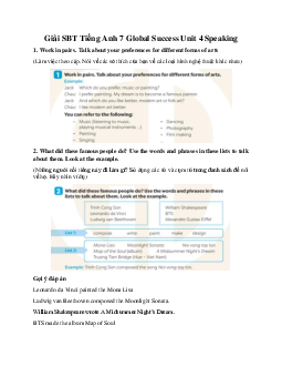 Giải SBT Tiếng Anh 7 Global Success Unit 4 Speaking