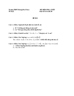 Kiểm tra Đại số 10 chương 1 trường THPT Hoàng Hoa Thám – TP. HCM