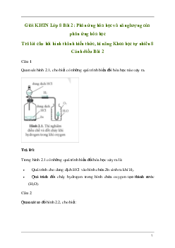 Giải KHTN 8 Bài 2: Phản ứng hóa học và năng lượng của phản ứng hóa học | Cánh diều
