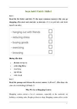 Giải Tiếng Anh 8 Unit 8: Skills 1 | Kết nối tri thức