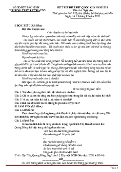 Đề thi thử tốt nghiệp THPT 2021 môn Văn Trường Lý Thái Tổ lần 1 (có đáp án)