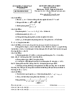 Đề tuyển sinh lớp 10 môn Toán năm 2021 – 2022 sở GD&ĐT Ninh Bình