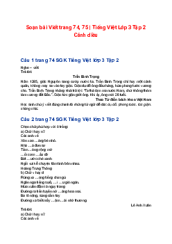 Soạn bài Viết trang 74, 75 | Tiếng Việt Lớp 3 Tập 2 Cánh diều