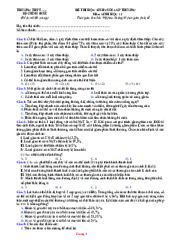 Đề thi học sinh giỏi cấp trường môn sinh học 12 (có đáp án)