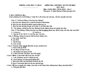 Đề thi Giáo dục công dân lớp 7 cuối học kì 2 - đề 2 năm 2024 | Kết nối tri thức