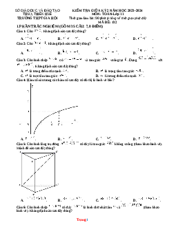 Đề Kiểm Tra Giữa Học Kỳ 2 Toán 11 THPT Gia Hội Huế 2023-2024