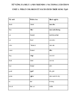 Từ vựng tiếng Anh lớp 1 Unit 1 What color is it? | Family & Friends