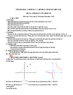 Bài 16: Giới hạn của hàm số - Giáo án Toán 11 Kết nối tri thức